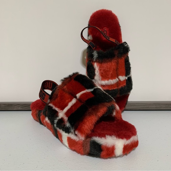UGG ‘Plaid Punk’ Fluff Yeah Slides-Size 6 NWT - Picture 5 of 11